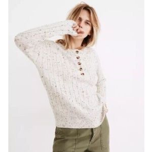 Madewell Donegal Bowden Henley Speckled Cream Cozy Yarn Sweater